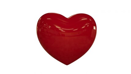 Pulsating or pounding 3D Animation of a Red Heart Beating on withe background. Valentine's Day concept with Heartbeat Reading inside. 3d render animation with Alfa channel
