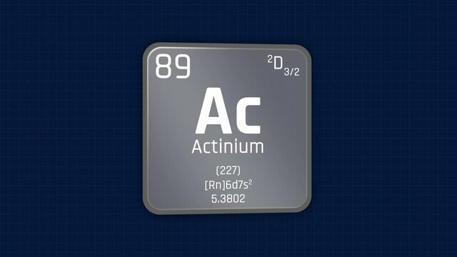 Actinium or Ac Element Periodic Table Animation on Grid Background and Green Screen
