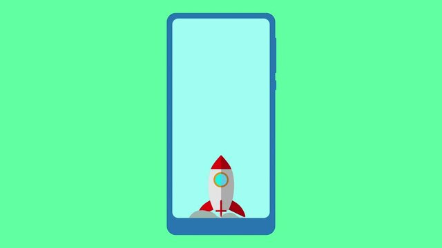Animation of flat style rocket