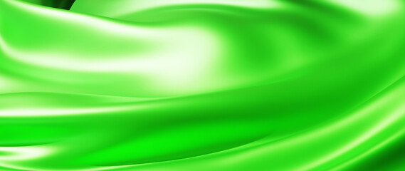 Obraz premium 3d render of light and green cloth. iridescent holographic foil. abstract art fashion background.