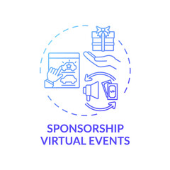 Sponsorship virtual events concept icon. VE type idea thin line illustration. Generating value from participation. Online spaces for exhibitors and sponsors. Vector isolated outline RGB color drawing