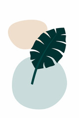 tropical leaves. Outline Modern Boho Minimalist Style. Vector Illustration. For printing on t-shirt, Web Design, beauty Salons, Posters, creating a logo
