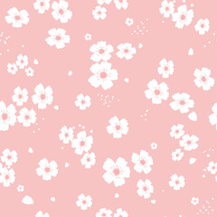 Seamless pattern with Japanese cherry blossoms. Delicate floral spring, summer ornament. Vector graphics.