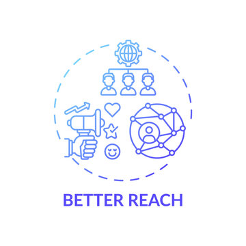 Better Reach Concept Icon. Hybrid Event Benefit Idea Thin Line Illustration. Physical And Virtual Gathering Mix. Driving Growth. Event Strategy. Vector Isolated Outline RGB Color Drawing