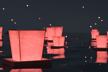 3D rendering Chinese style lantern