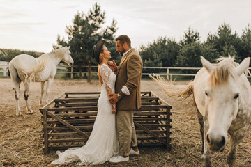 Beautiful wedding couple. Bohemian wedding at the ranch.