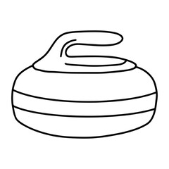 The curling stone is isolated on a white background. Vector illustration in the doodle style.
