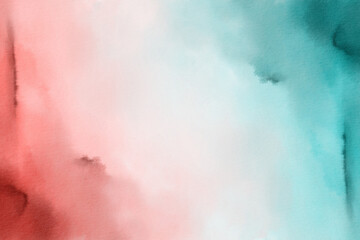 Abstract Watercolor Background, Red and Turquoise