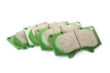 New brake pads on white background isolated object