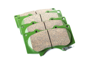 New brake pads on white background isolated object