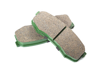 New brake pads on white background isolated object