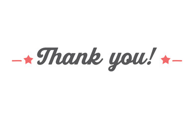 Thank you lettering. Greeting card text design in calligraphic style font.