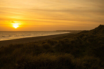 Sunset over the Sand Dunes on Littlehampton's West Beach, looking West towards Bognor Regis.