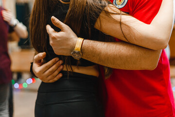 Kharkiv, Ukraine 12.03.21 Man and woman are dancing passionately bachata at party