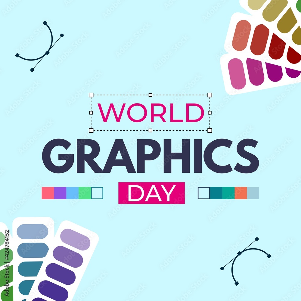 Poster world graphics day text effect with multi-colour shade, standard vector design for graphics day with
