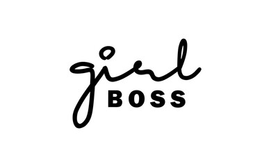 Girl boss text vector design. Calligraphic motivational quote for t shirt and prints. Female power lettering poster print.