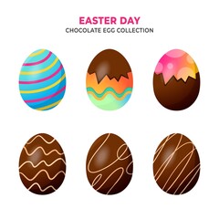 Easter Day isolated chocolate egg collection with decorations