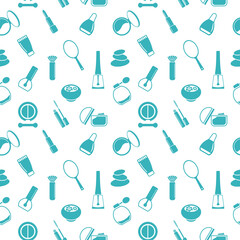 Seamless texture from cosmetics icons, pattern, abstract background, wallpaper