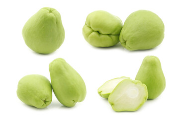 chayote fruits (Sechium edulis)  on a white background