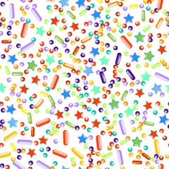 Sprinkles grainy. Seamless Pattern. Cupcake donuts