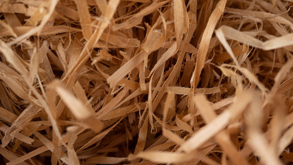 Macro wood shavings close up