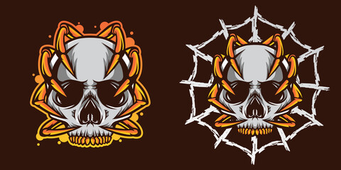 mascot illustration of spider skull for logo or shirt design