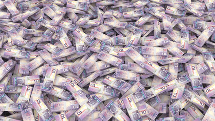 packaging of 10 canadian dollars banknotes for the whole frame