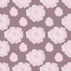 Hand drawn Pink roses seamless pattern