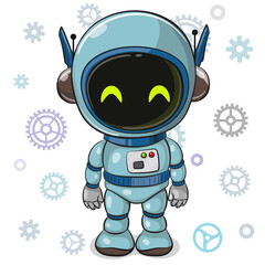 Cartoon blue Robot on a white background