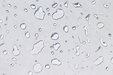 Water drops top view on gray background