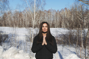 meditation girl, hands at chest