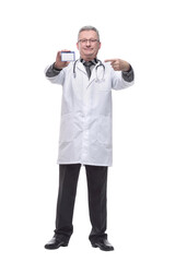 Friendly medical doctor with blank mediical ID's card