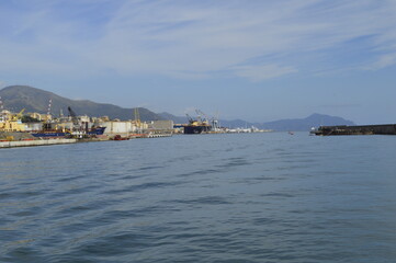 Fototapeta premium The harbor in Genoa, Italy