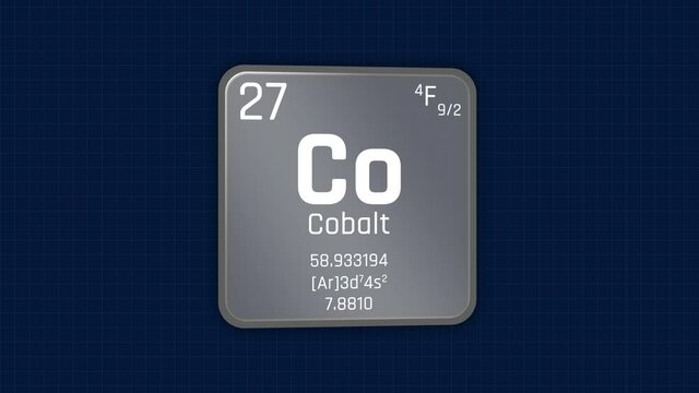 Cobalt or Co Element Periodic Table Animation on Grid Background and Green Screen