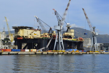 Fototapeta premium The harbor in Genoa, Italy