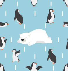 penguins characters with white bear  pattern