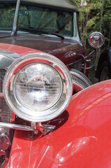 Retro car details, old headlight