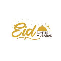 Eid Al-Fitr Mubarak greeting typography vector element. Ramadan Kareem lettering.