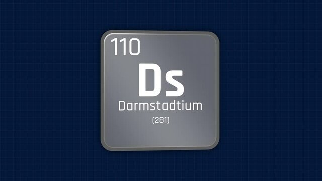 Darmstadtium or Ds Element Periodic Table Animation on Grid Background and Green Screen