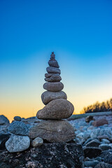 stack of stones on beach