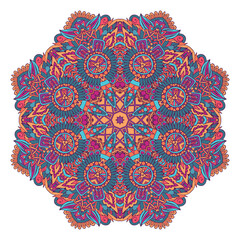 Vector floral art mandala. Ethnic design with colorful ornament.