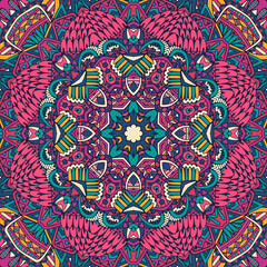 Vector seamless pattern doodle art mandala. Ethnic design with colorful ornament.