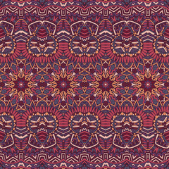 Trendy african tribal seamless pattern fort fabric. Bohemian nomadic style doodle handdrawn arts.