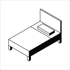 Double hotel room icon. Double bed on white background. color editable