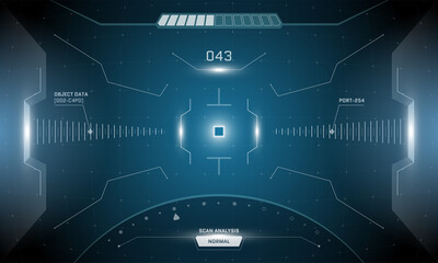 VR HUD digital futuristic interface cyberpunk screen design. Sci-fi virtual reality technology view head up display. GUI UI technology dashboard panel. Binocular visor vector illustration