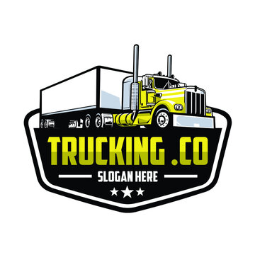 Trucking company logo. Bold badge emblem logo concept