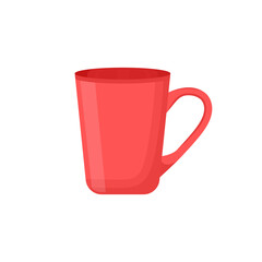 Taza roja. Taza de café. Concepto de vasija pequeña para bebidas calientes. Ilustración vectorial aislada en fondo blanco