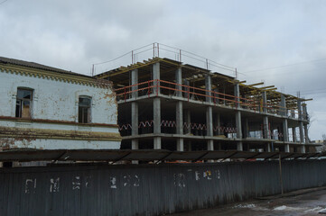 Obraz premium Construction of a biton building, modern construction methods