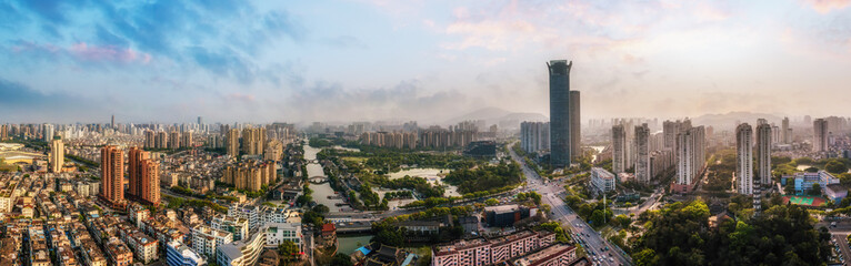 Naklejka premium Aerial photography Wenzhou city architecture landscape skyline