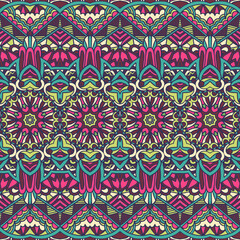 Fototapeta na wymiar Abstract festive colorful floral vector ethnic tribal pattern